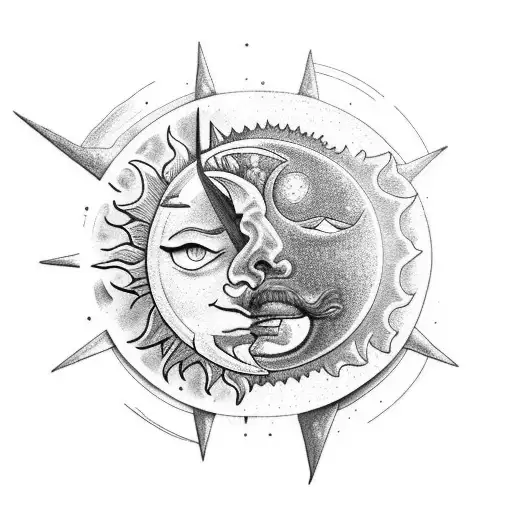 Sun and Moon tattoo design idea