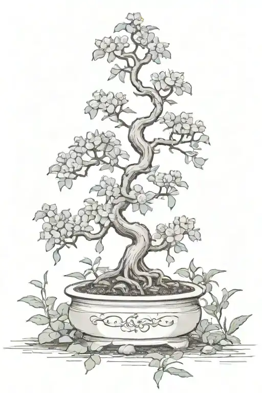 japanese bonsai growing out dna double helix with chilean bellflowers  tattoo design idea
