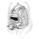 A firefighter battling flames with a Viking helmet tattoo design idea