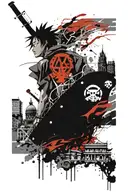 travel tattoo + one piece anime tattoo design idea