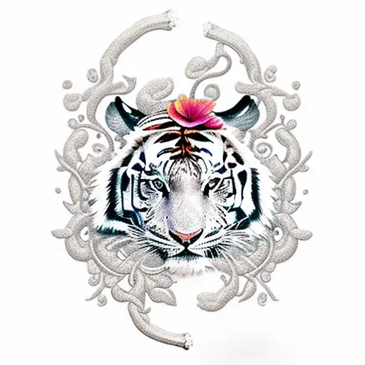 guitar, silver pickups, cherry red body, tiger lily flowers, vines  tattoo design idea