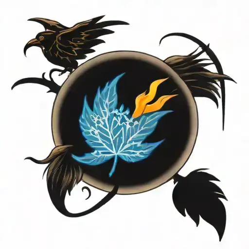 NeoTraditional "Mountian Ash, Whippoorwill, Fire, Star" Tattoo Idea