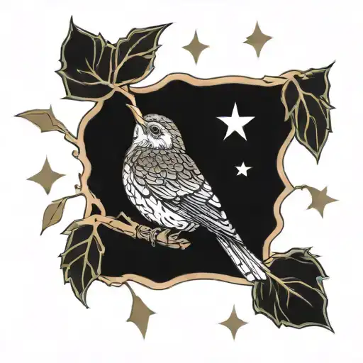 NeoTraditional "Mountian Ash, Whippoorwill, Fire, Star" Tattoo Idea