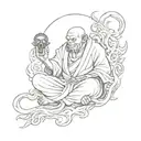 Buddhists monk and hlf monster energy tattoo design idea