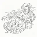 Buddhists monk and hlf monster energy tattoo design idea