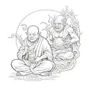 Buddhists monk and hlf monster energy tattoo design idea