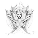 Half devil half angel wings tattoo design idea