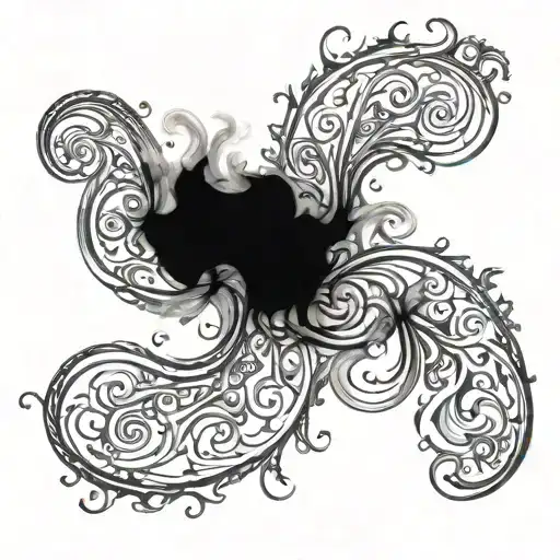 smoke flowing through with filigree  tattoo design idea