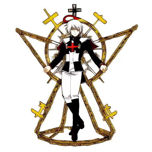 Christian Cross with Libra Scales Masculine  tattoo design idea