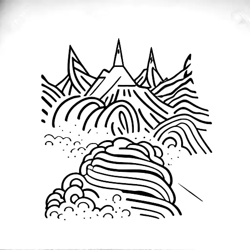 Volcano in a polaroid  tattoo design idea