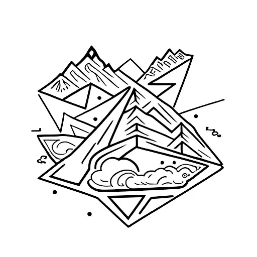 volcano and trips  tattoo design idea