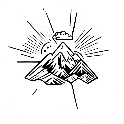 polaroid of volcano  tattoo design idea