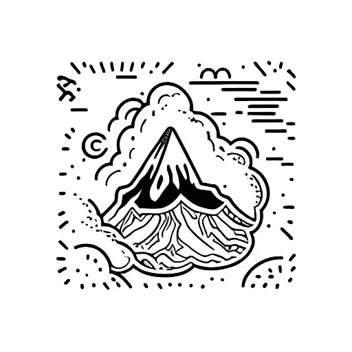 Volcano in a Polaroid picture  tattoo design idea