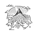 Volcano in a Polaroid picture  tattoo design idea