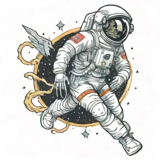 astronaut blackhole inside tattoo design idea