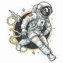 astronaut blackhole inside tattoo design idea