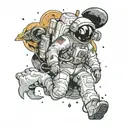 astronaut blackhole inside tattoo design idea