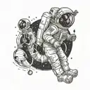 astronaut blackhole inside tattoo design idea