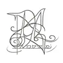 M+R old school font intertwined tattoo design idea