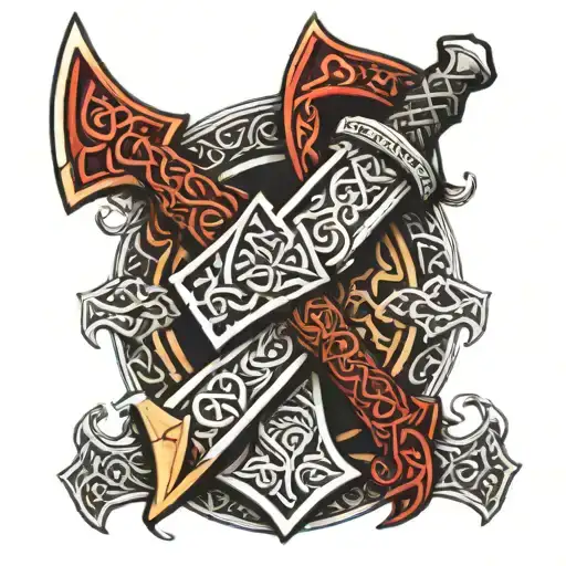 viking axe celtic cross tattoos tattoo design idea