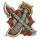 viking axe celtic cross tattoos tattoo design idea