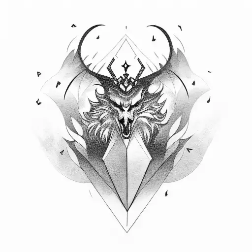 shadow avian demonic royalty  tattoo design idea