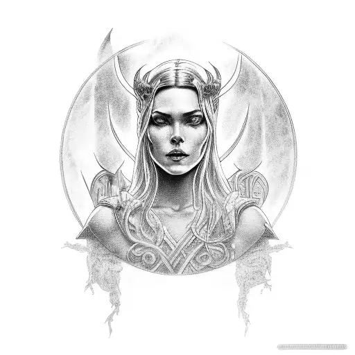 hel the goddess of the unworthy dead noble Norse style tattoo design idea