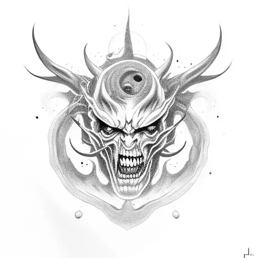 full body nightmarish shadow demon tattoo design idea