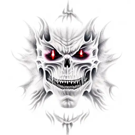 full height nightmarish shadow demon tattoo design idea