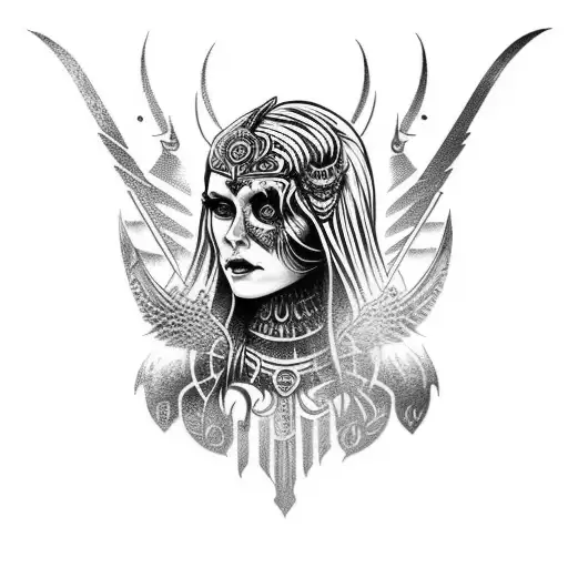 hel the goddess of the unworthy dead and the dread wolf fenris tattoo design idea