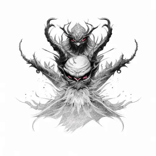 avian shadow demon tattoo design idea