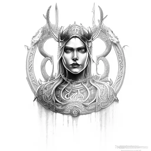 hel the goddess of the unworthy dead noble Norse style tattoo design idea