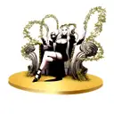 hel the goddess sitting on a throne beside fenrir tattoo design idea