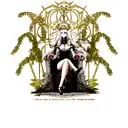 hel the goddess sitting on a throne beside fenrir tattoo design idea