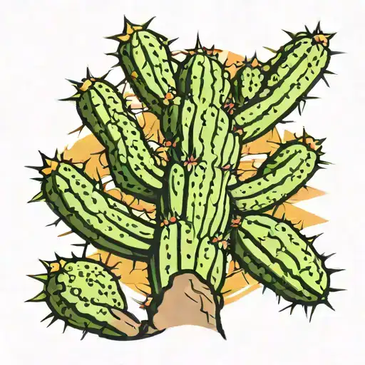 arizona saguaro cactus color tattoo design idea