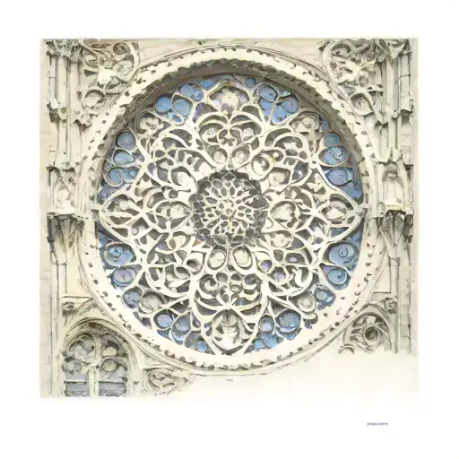 the rose window from notre dame in color tattoo design idea
