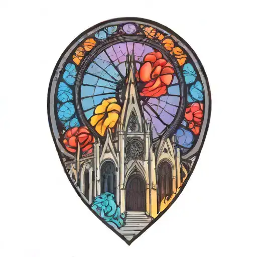 Notre Dame de Paris rose window tattoo design idea