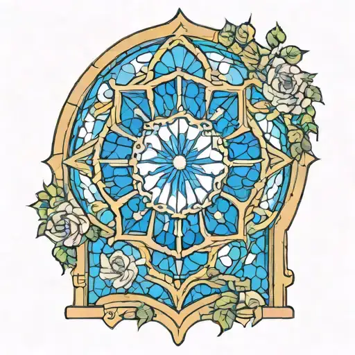 the rose window from notre dame in color tattoo design idea