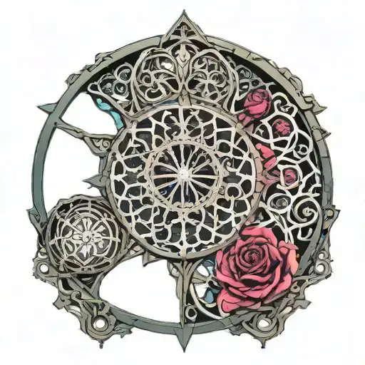the rose window from notre dame in color tattoo design idea