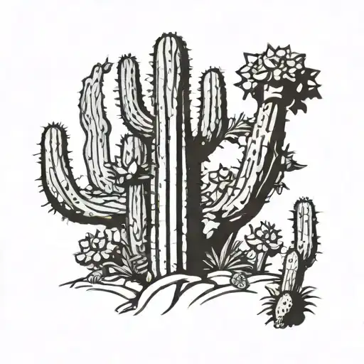 arizona saguaro cactus tattoo design idea