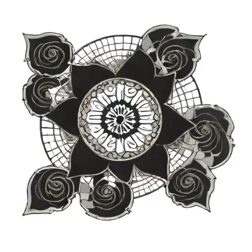 the rose window from notre dame in color tattoo design idea
