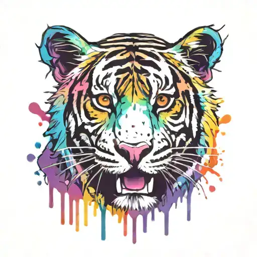 graffiti tiger dripping tattoo design idea