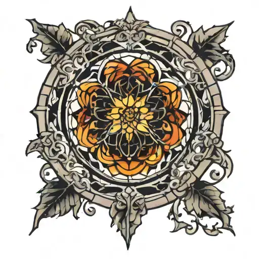 ColorInfused Black and Grey "The Stained Glass Rose Window From