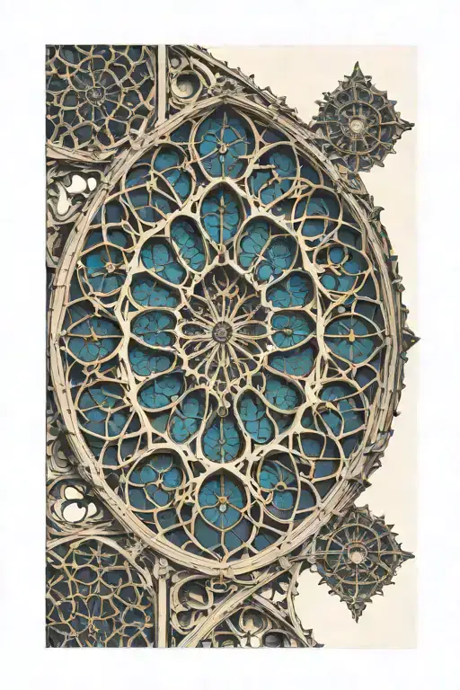 the rose window from notre dame in color tattoo design idea