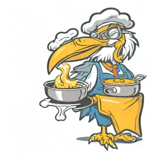 A wise eagle cooking in a fun kitchen tattoo design idea