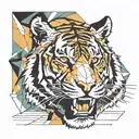 tiger roaring color  tattoo design idea