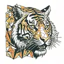 tiger roaring color  tattoo design idea