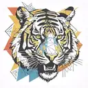 tiger roaring color  tattoo design idea