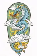dragon flying in clouds color tattoo design idea