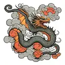 dragon flying in clouds tattoo design idea